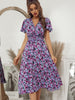 Ladies Vintage Floral Print Summer Dress Women V Neck Casual Long Party Holiday Beach Dress Women Sundress Vestidos Robe Female