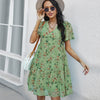 Ladies Vintage Sexy Print Summer Dress Women Short Casual Party Club Beach Mini Chiffon Dress Women Sundress Robe Vestido Female