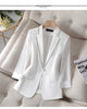 Ladies White Black Blazer Summer Half Sleeve Thin Women Jacket Female Korean Style V-neck Office Suit Coat Women Clothing