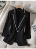 Ladies White Black Blazer Summer Half Sleeve Thin Women Jacket Female Korean Style V-neck Office Suit Coat Women Clothing