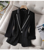 Ladies White Black Blazer Summer Half Sleeve Thin Women Jacket Female Korean Style V-neck Office Suit Coat Women Clothing