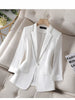 Ladies White Black Blazer Summer Half Sleeve Thin Women Jacket Female Korean Style V-neck Office Suit Coat Women Clothing