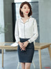 Ladies White Blouses Women Work Wear Suits with 2 Piece Skirt and Top Sets Shirts Office Uniform Styles