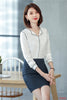 Ladies White Blouses Women Work Wear Suits with 2 Piece Skirt and Top Sets Shirts Office Uniform Styles