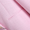 Ladies suits 2022 spring pink lapel long sleeves long style all-match casual chic double-breasted texture blazer