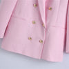 Ladies suits 2022 spring pink lapel long sleeves long style all-match casual chic double-breasted texture blazer