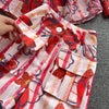Ladies temperament spring and summer foreign style lantern sleeve shirt women wild high waist wide leg shorts two-piece suit