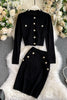 Ladies temperament suit 2022 ladies small fragrant knit tops women's wild high waist skirts two pieces