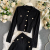Ladies temperament suit 2022 ladies small fragrant knit tops women's wild high waist skirts two pieces