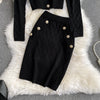 Ladies temperament suit 2022 ladies small fragrant knit tops women's wild high waist skirts two pieces