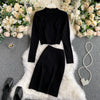 Ladies temperament suit 2022 ladies small fragrant knit tops women's wild high waist skirts two pieces