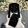 Ladies temperament suit 2022 ladies small fragrant knit tops women's wild high waist skirts two pieces