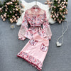 Ladies temperament suit spring and summer ladies shirt design sense lace stitching elegant print skirt two pieces