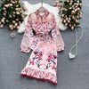 Ladies temperament suit spring and summer ladies shirt design sense lace stitching elegant print skirt two pieces