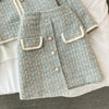 Ladies tweed jacket three-piece suit bow tie tie shirt irregular hip skirt skirt women