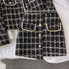 Ladies tweed jacket three-piece suit bow tie tie shirt irregular hip skirt skirt women