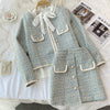Ladies tweed jacket three-piece suit bow tie tie shirt irregular hip skirt skirt women