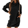 Lady Dress Solid Color Hooded Casual Pullover Winter Hoodie Dress for Women Oversized Hooded Dresses Vestidos 2022