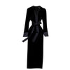 Lady Winter Package Hip Dress 2022 Women's V Collar Retro Velvet Long Sleeve Elegant Clothes Vestidos Q654