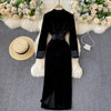 Lady Winter Package Hip Dress 2022 Women's V Collar Retro Velvet Long Sleeve Elegant Clothes Vestidos Q654
