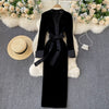 Lady Winter Package Hip Dress 2022 Women's V Collar Retro Velvet Long Sleeve Elegant Clothes Vestidos Q654