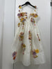 Lady Noble Floral Appliques Silk Linen Strap Dress