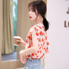 Lady O Neck Short T-shirt 2023 Summer Women's Clothing Flower Print Loose Casual Patchwork Popularity All-match Tops