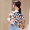 Lady O Neck Short T-shirt 2023 Summer Women's Clothing Flower Print Loose Casual Patchwork Popularity All-match Tops
