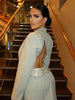 Lady Pink Backless Big V Neck Sexy Coat Blazer Woman Casual Daily Suit Female Autumn Sexy Button Up Jackets Outwear