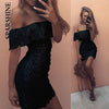 Lady Summer Off The Shoulder Lace Dress Sexy Elegant Ruffles Party Dresses Vestidos Robes Slash Neck Open Back Mini Women Dress