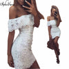 Lady Summer Off The Shoulder Lace Dress Sexy Elegant Ruffles Party Dresses Vestidos Robes Slash Neck Open Back Mini Women Dress