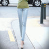 Lady jewelry diamond embroidered street denim pants women light blue hallow out hole jeans punk ankle leggings