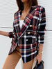 Lady lattice suit Blazer Coats  Women Outerwear Spring Casual Simple Long Sleeve Jackets Zebra printing all season new