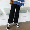 Large Big Plus Size Loose Summer Casual Wide Leg Pants For Women Black Female Cropped Trousers Elastic Soft Lady Pants