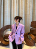 Large Buttons Purple Padded Shoulder Suit Jacket Women's Loose High-Grade Long Sleeve Office Lady Slimming Blazer Coat Fashion