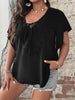 Large Plus Size 4XL Black Tops Women's Summer 2023 Short Sleeve Ruffles Blouses Casual Elegant Office Ladies Oversized T Shirts
