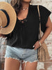Large Plus Size 4XL Black Tops Women's Summer 2023 Short Sleeve Ruffles Blouses Casual Elegant Office Ladies Oversized T Shirts