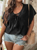 Large Plus Size 4XL Black Tops Women's Summer 2023 Short Sleeve Ruffles Blouses Casual Elegant Office Ladies Oversized T Shirts