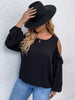 Large Plus Size 4XL Blouses Women Autumn 2023 Hollow Out Long Sleeve Black Oversized Tops Cotton Casual Solid Ladies T Shirts