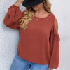 Large Plus Size 4XL Blouses Women Autumn 2023 Hollow Out Long Sleeve Black Oversized Tops Cotton Casual Solid Ladies T Shirts