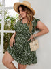 Large Plus Size 4XL Green Midi Dress Women Summer 2023 Floral Print Sleeveless Curvy A Line Chic Elegant Casual Party Dresses