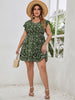 Large Plus Size 4XL Green Midi Dress Women Summer 2023 Floral Print Sleeveless Curvy A Line Chic Elegant Casual Party Dresses