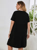 Large Plus Size 4XL Leopard Midi Dress Women Black Patchwork Cotton Short Sleeve O Neck Casual Elegant Oversized Loose Dresses