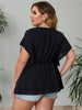 Large Plus Size 4XL Peplum Tops Women Summer 2023 Large Clothing V Neck Casual Elegant Blouses Black Oversized Ladies T Shirt
