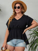 Large Plus Size 4XL Peplum Tops Women Summer 2023 Large Clothing V Neck Casual Elegant Blouses Black Oversized Ladies T Shirt