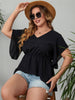 Large Plus Size 4XL Peplum Tops Women Summer 2023 Ruffles Sleeve V Neck Casual Elegant Blouses Black Oversized Ladies T Shirt