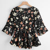 Large Plus Size 4XL Summer 2023 Women Black Floral Print Blouses Half Ruffles Sleeve Peplum Tops Curvy Casual Oversized T-Shirts
