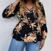 Large Plus Size 4XL Tops Women Autumn Winter 2023 Floral Print Blouses Oversized V Neck Long Sleeve Curvy Casual Ladies T Shirts