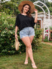 Large Plus Size 4XL Tops Women Half Sleeve O Neck Cotton Solid Black Oversized T-shirts Summer 2023 Elegant Curvy Loose Blouses
