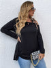 Large Plus Size 4XL Women Autumn Winter 2023 Leopard One Shoulder Long Sleeve Tops Black Blouse Casual Oversized Ladies T Shirts
